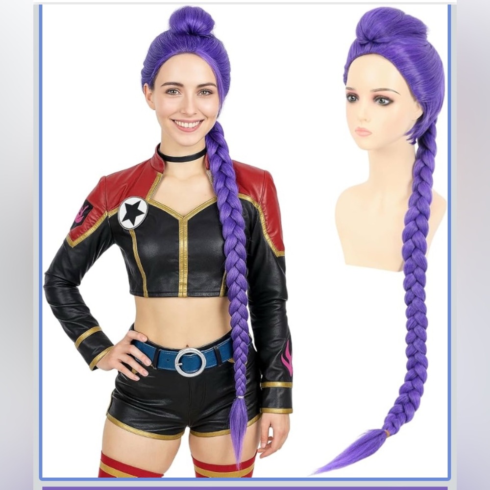 Kpop Purple Braided Wig for Women